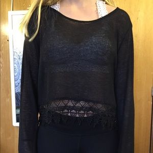 Black lace long sleeve top